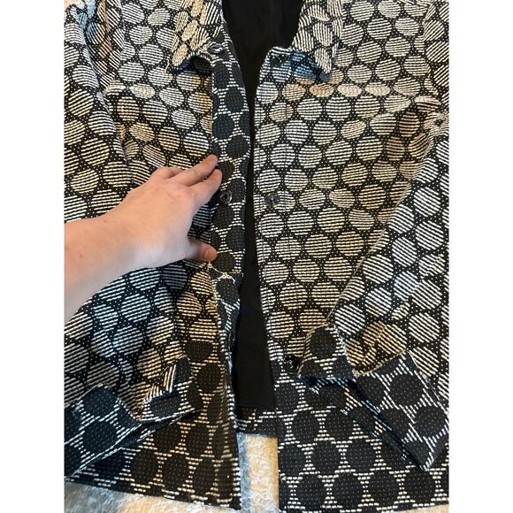 Chicos Blazer 2 Large Chartruese Silver Floral Black White Dots Jacket Lot of 2 - Picture 3 of 8